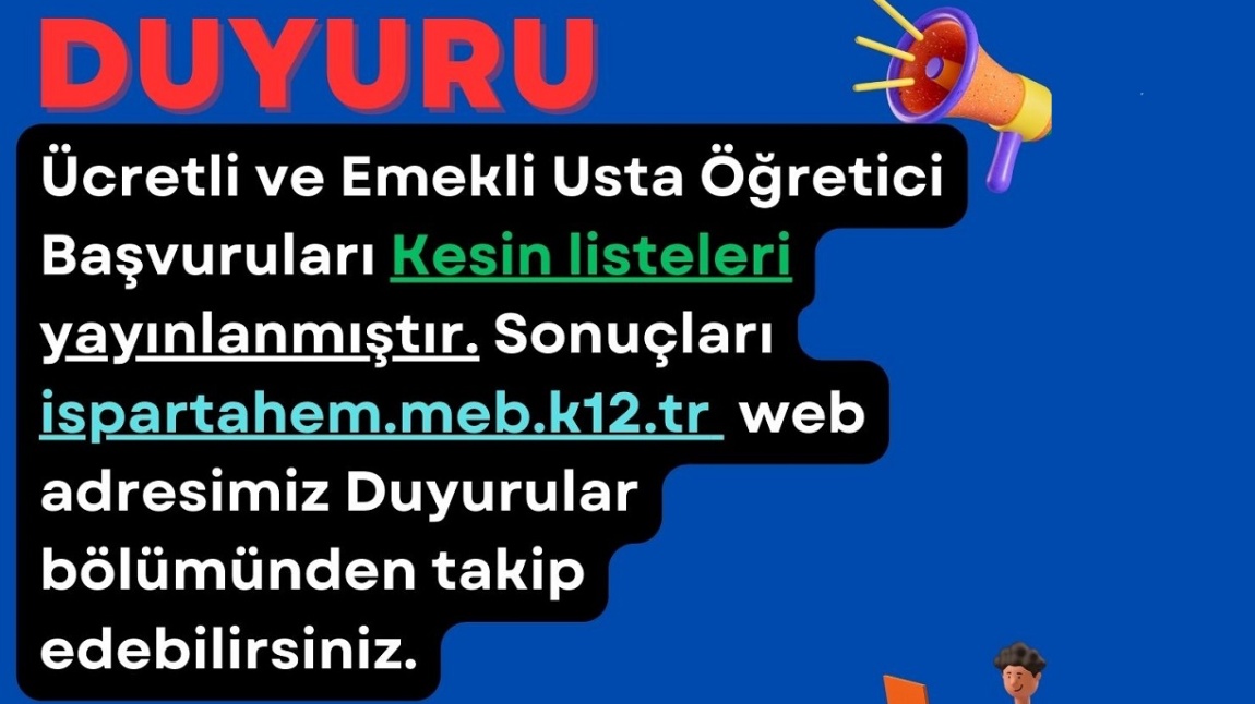 2024-2025 EĞİTİM ÖĞRETİM YILI ÜCRETLİ EMEKLİ VE ÜCRETLİ USTA ÖĞRETİCİ ONAY LİSTESİ